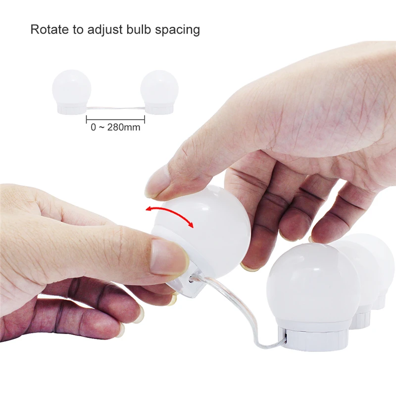 Светодиодная лампа с USB-портом 12 В для зеркала макияжа 6 10 14 голливудский