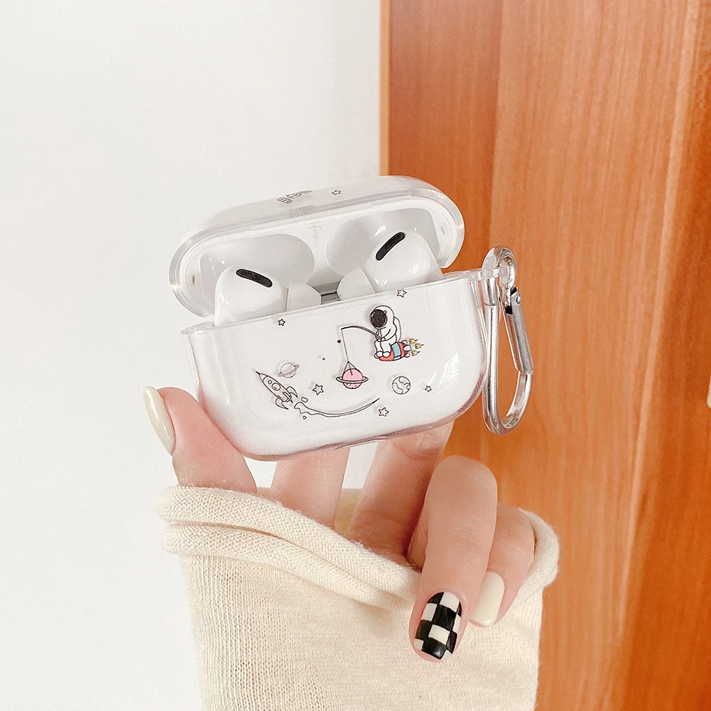 Чехол для беспроводных наушников AirPods Pro прозрачный с милыми цветами чехол