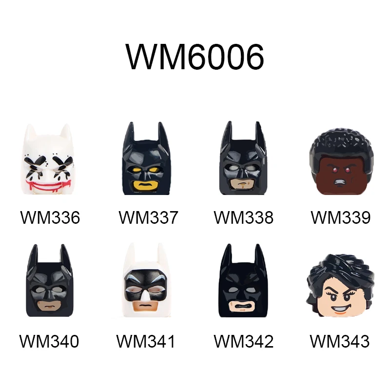 

WM338 WM339 WM340 WM341 WM342 WM343 WM6006 Bat Man Val-Zod Superwoman Figures Heads Movie Bricks Building Blocks Toys For Kids