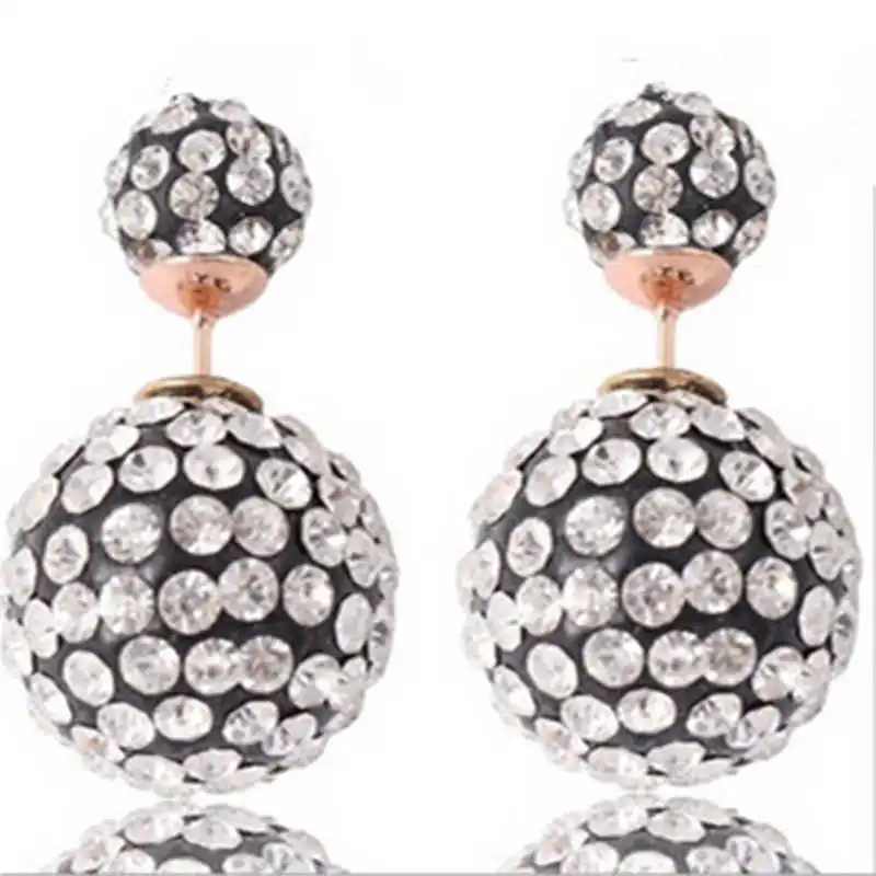 

Fashionable alloy ornaments full ball stud size ball double pearl stud