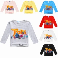 spring and autumn models 3 8 years old childrens long sleeved t shirt cartoon character trolls round neck childrens casual top