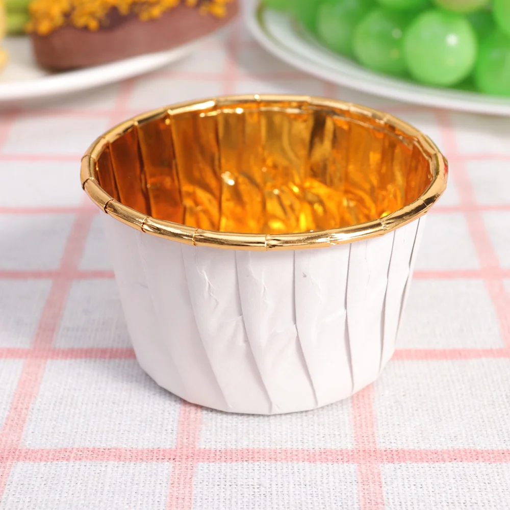 

100pcs Disposable Curled Cake Cups Heat-resistant Muffin Cup Baking Cupcake Wrappers (Coffee and Golden)