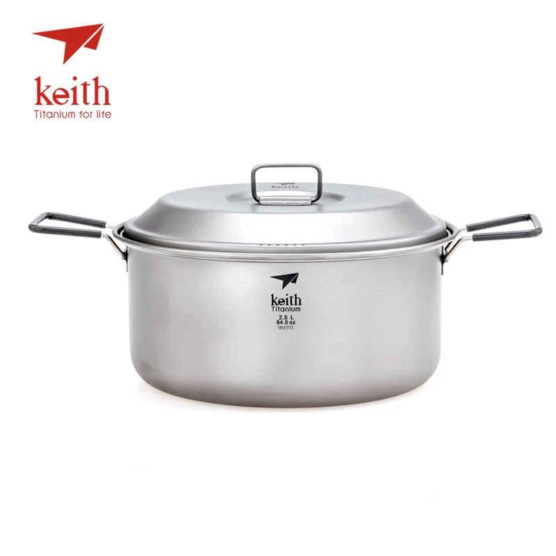 安い キース 2.5Lキャンプチタンポット折りたたみハンドルポータブル 2-3 人調理器具カトラリー屋外ハイキング調理ピクニックTi6018