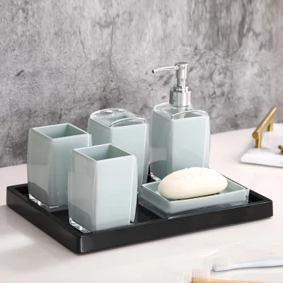 Прозрачные Акриловые аксессуары для ванной набор из шести штук комплект Зубная