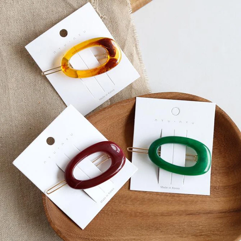 Модные женские аксессуары для волос овальные геометрические заколки акриловые