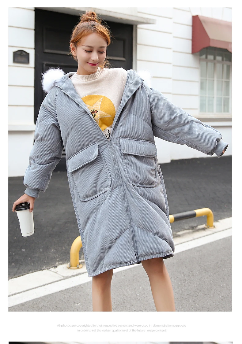 Gowyimmes Осень Зима Женское вельветовое хлопковое пальто Зимние Пальто повседневные куртки с капюшоном и длинными рукавами женские теплые парки верхняя одежда 526
