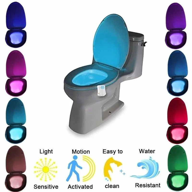 

Mudana automtica cores led toalete luz da noite lmpada sensor de movimento corpo inteligente porttil assento banheiro de emergn