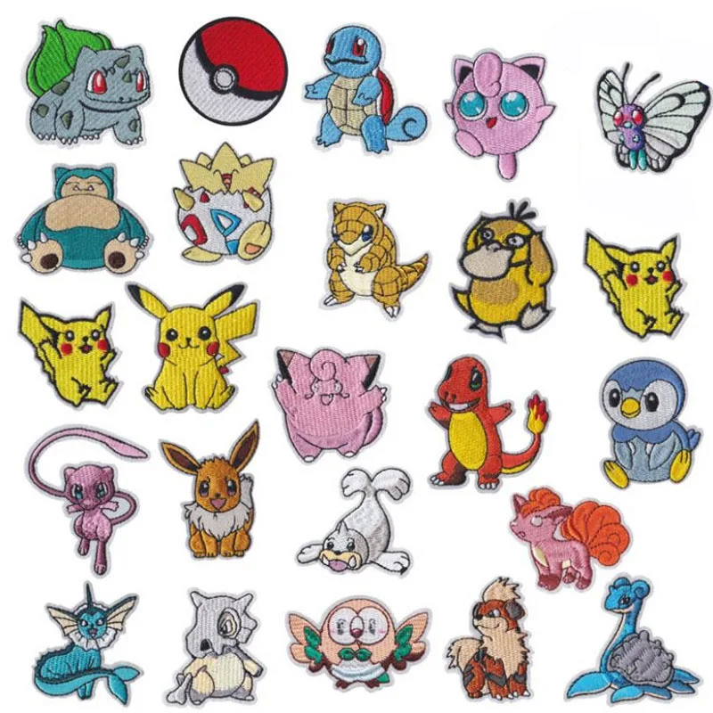 

Cartoon Pokemon Pikachu Iron on patch Embroidered clothes patches For clothing Kids Umbreon Cloth Stickers Garment Appliques