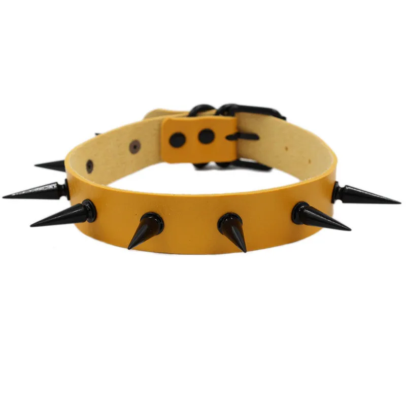 Женский кожаный чокер с заклепками черное готическое ожерелье в стиле панк |