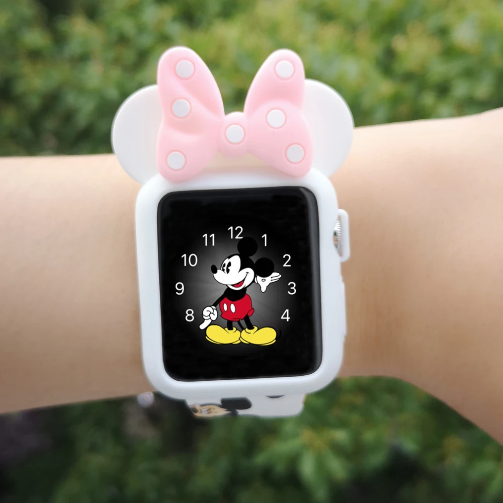 Мультяшный силиконовый чехол для apple watch series 5 1 2 3 4 милый защитный чехол для iWatch 38 мм 40 мм 42 мм 44 мм