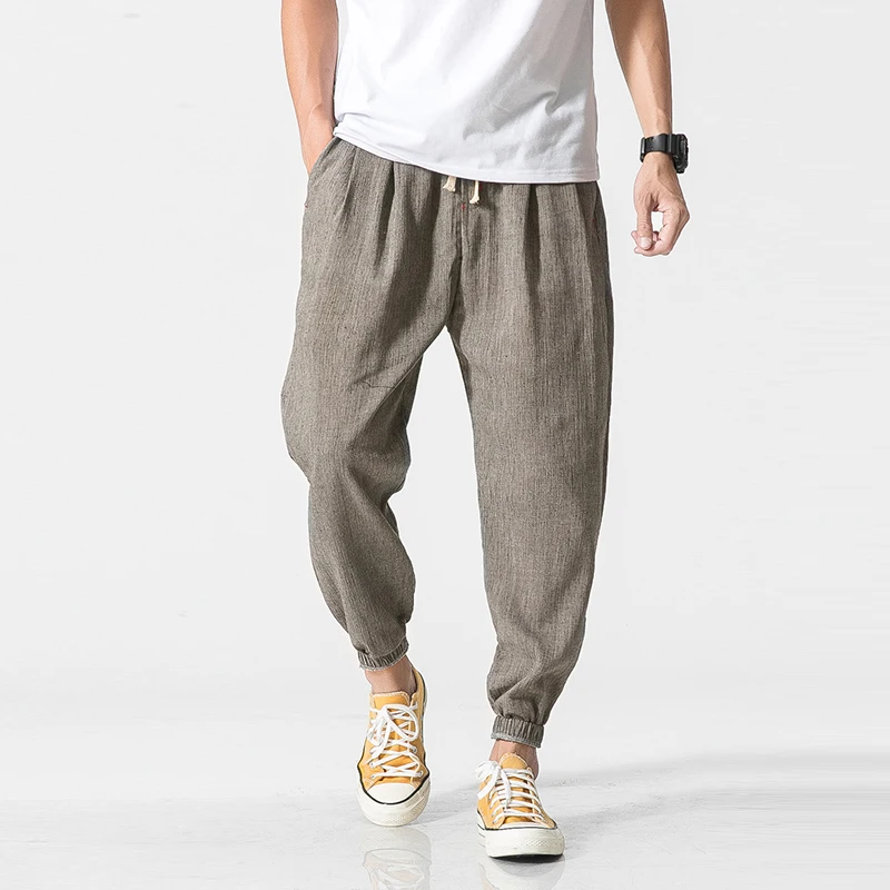 

LEGIBLE Harem Pants Men Casual Pants Men Loose Trousers Male Chinese Traditional Harajuku 2021 Summer Clothe
