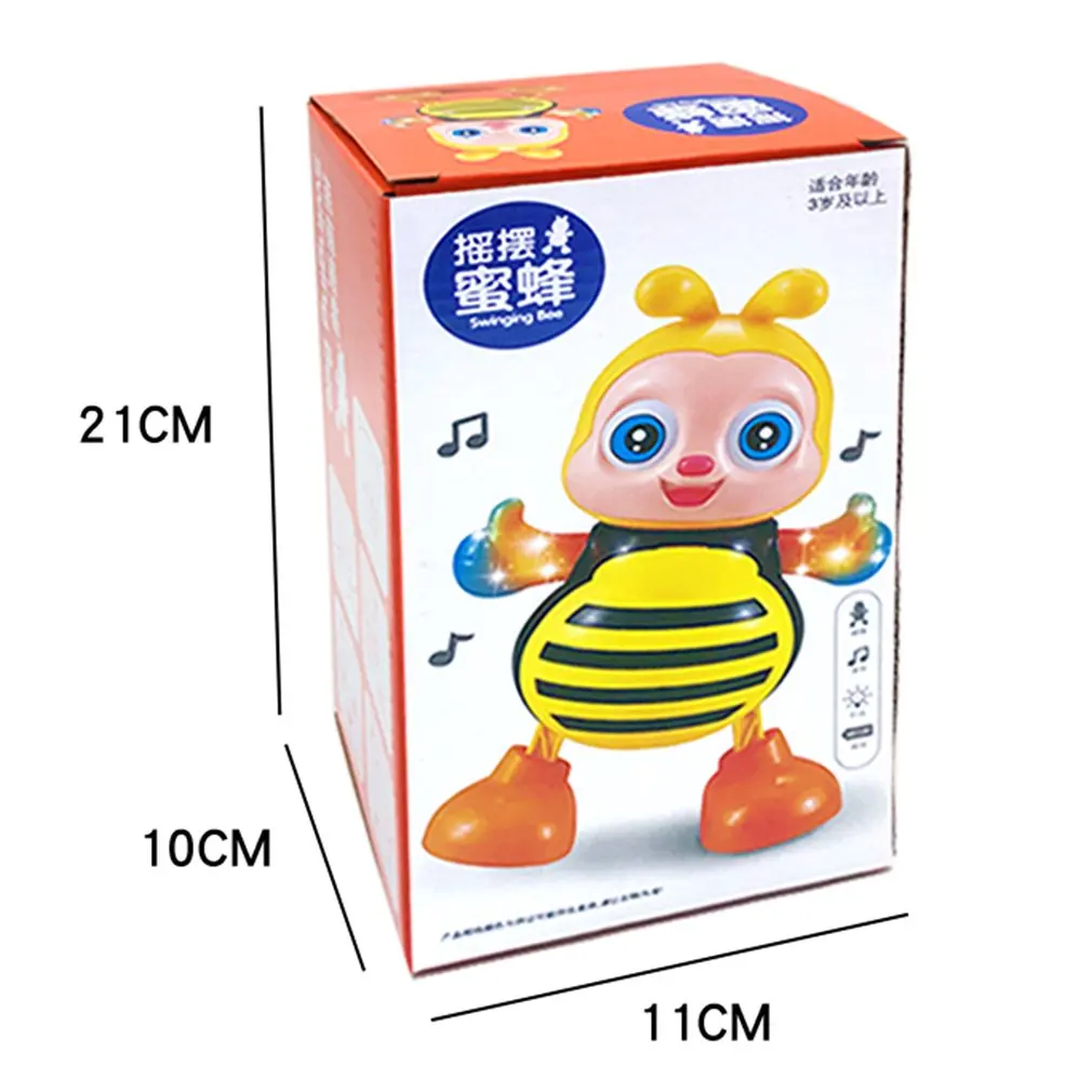 

2021 NEW Electric Musical Dancing Bee Cartoon Bee Toy Robot LED Flashing Light Intelligent Interactive Gift For Kids Birthday