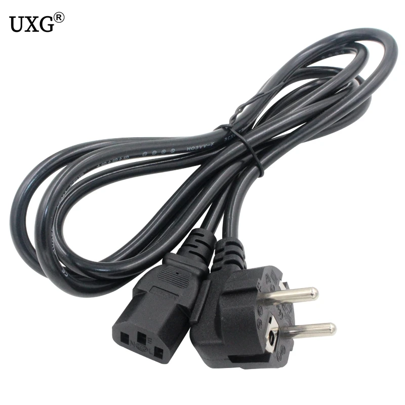 2-контактный круглый кабель питания IEC320 C13 в европейском стиле короткий Schuko CEE7/7 C14