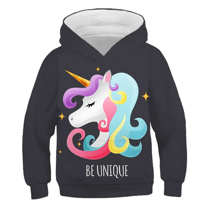 

2020 Unicorn Cartoon Kids Sweatshirts For Boys Girls Autumn Winter Teenage Hoodies Long Sleeve Hooded Kids Pullover Sportswear