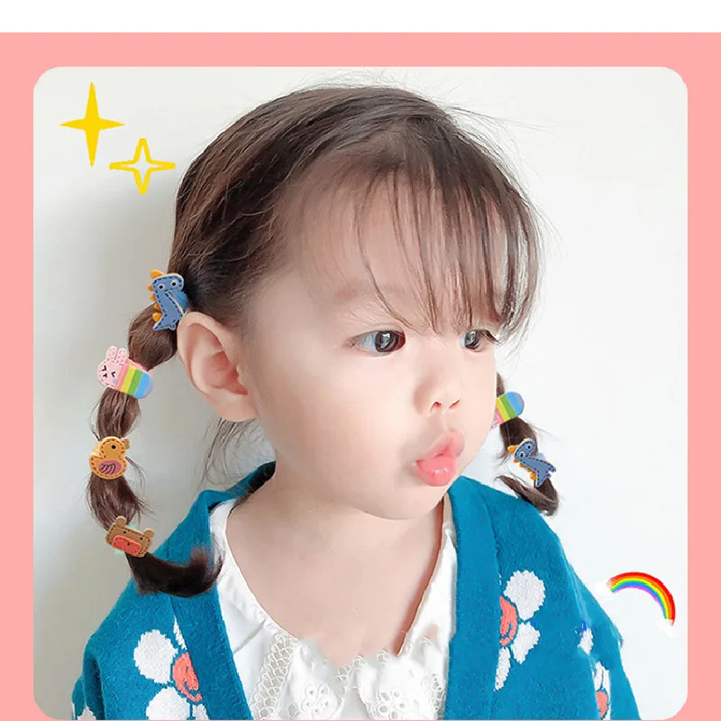 20 Uds beb&eacute; corbata de pelo Ni&ntilde;a de dibujos animados diademas infantiles el&aacute;stico colorido bandas de pelo de Nylon Scrunchie cabello accesorios para el cabello, cuerda-5