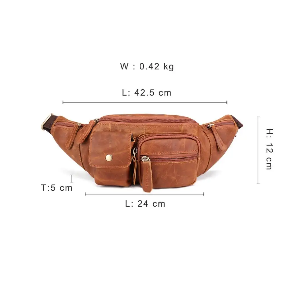 Мужская поясная сумка JOGUJOS из натуральной кожи винтажная через плечо воловьей