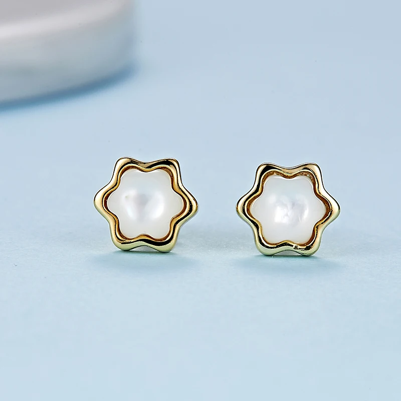 

Simple Cute Semi-Precious Gemstone Geometric Octagon Stud Earrings Agate/Shell Stone Inlay Fine Silver Jewelry Casual OPST006