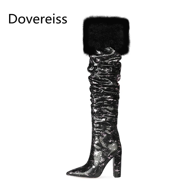 

Dovereiss 2022 Fashion Women Shoes Winter New Pointed Toe Elegant Concise Mature Over The Knee Boots Big Size42 43 44 45 46 47