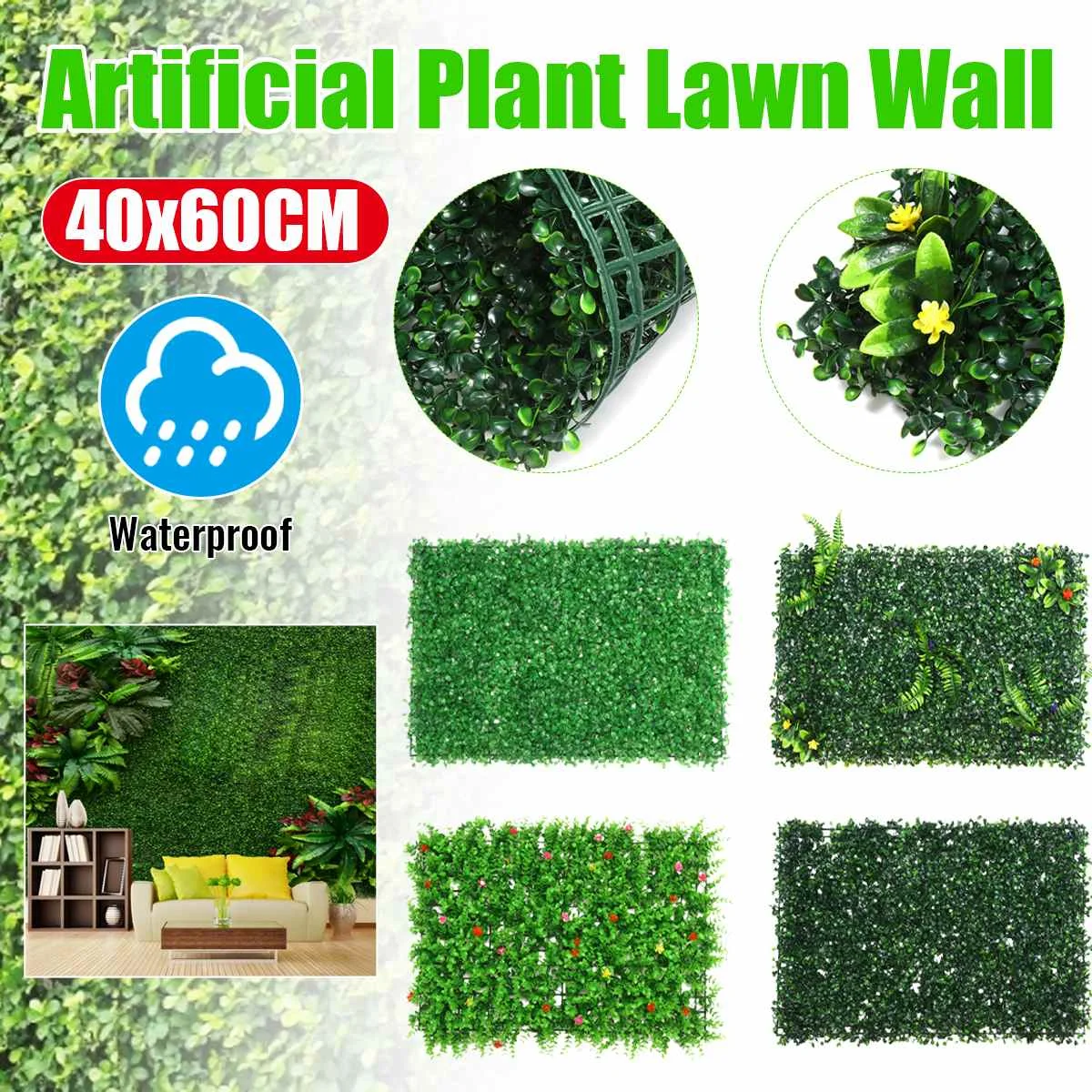 

Искусственное растение 40x60 см, настенная газонная трава, зеленая трава для дома, сада, магазина, торгового центра, украшения дома