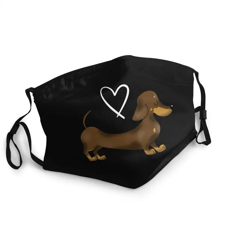 

Dachshund Love Mouth Face Mask Reusable Unisex Wiener Badger Sausage Dog Mask Anti Haze Dust Protection Cover Respirator Muffle