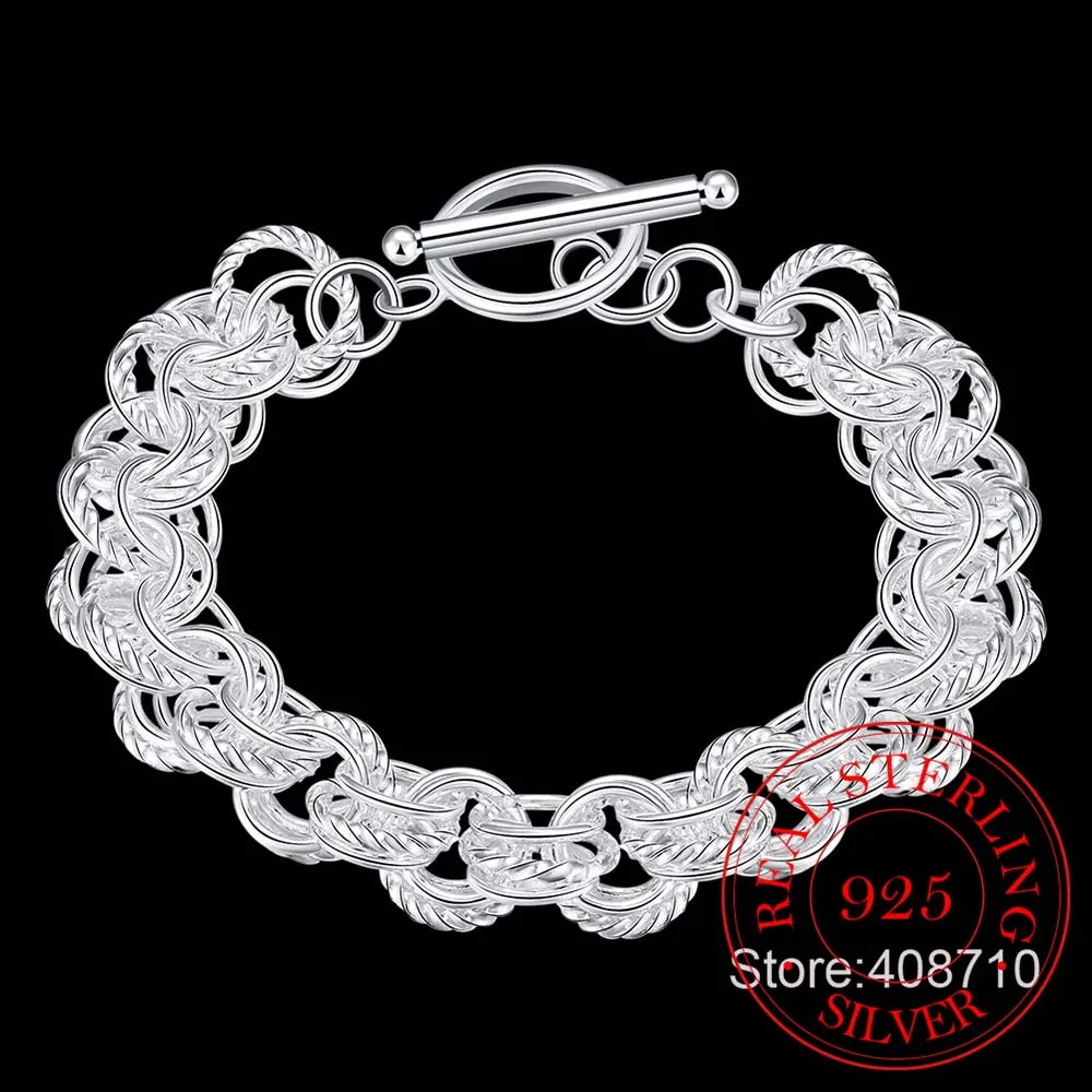 Элегантный 925 стерлингового серебра браслеты и для женщин ювелирные изделия