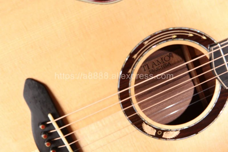 Полностью твердая гитара 41 дюйм Джамбо с твердым верхом из ели/твердый корпус Santos