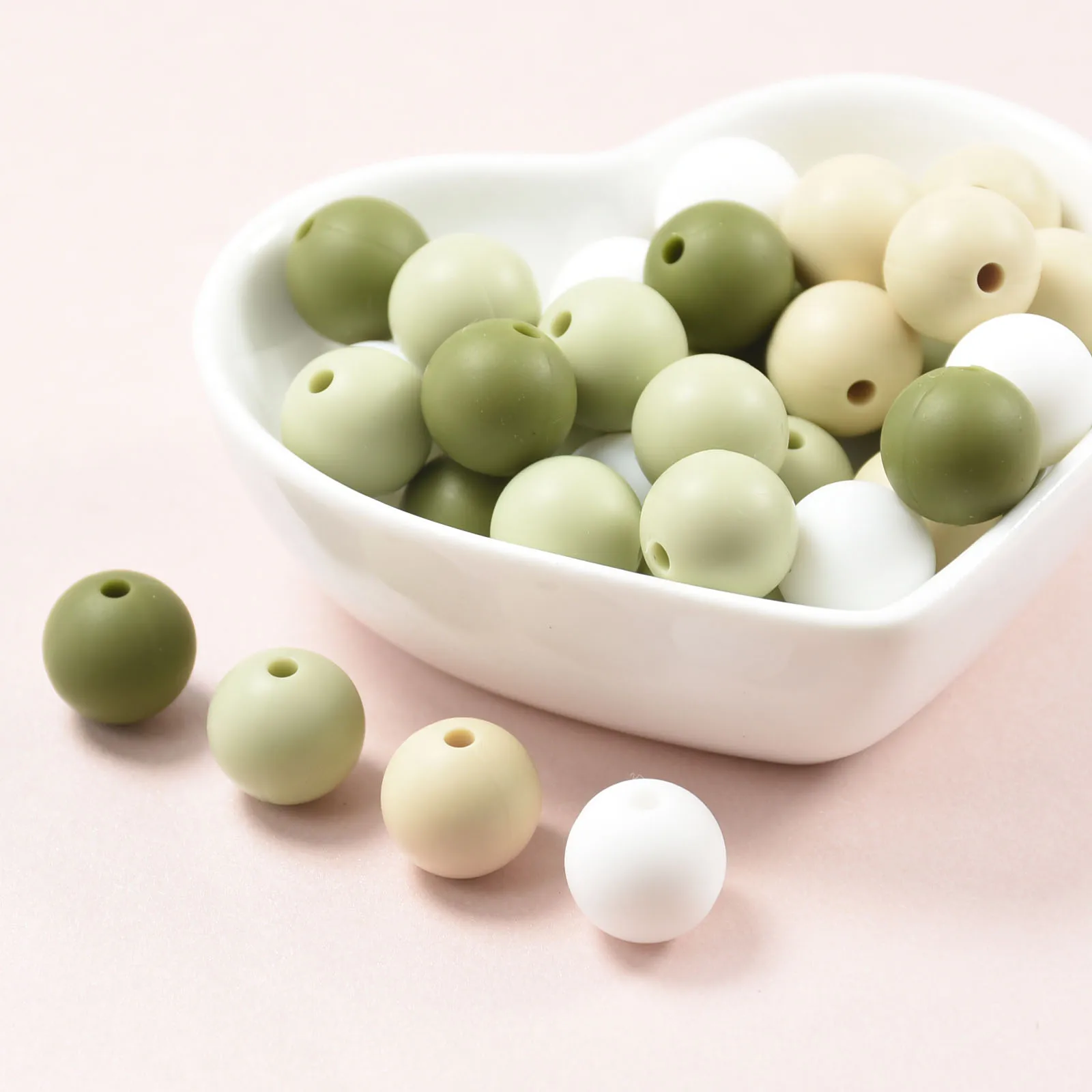 

Teeny Teeth 10 PCS Greeny Baby Accessories DIY Jewlry Beads Round Size 12-15 MM Food Grade Teething Silicone Loose Ball Beads