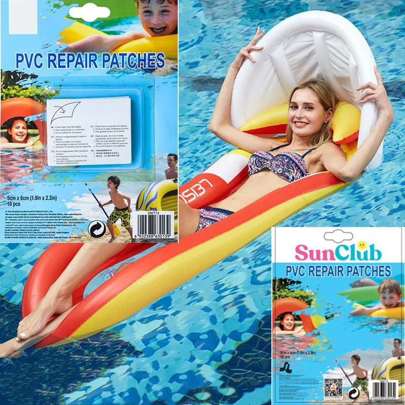 

10 шт./компл. 5*6 см Набор для ремонта плавающего поплавка из ПВХ, набор для ремонта проколов, клей для надувной игрушки, воздушной кровати, лодк...