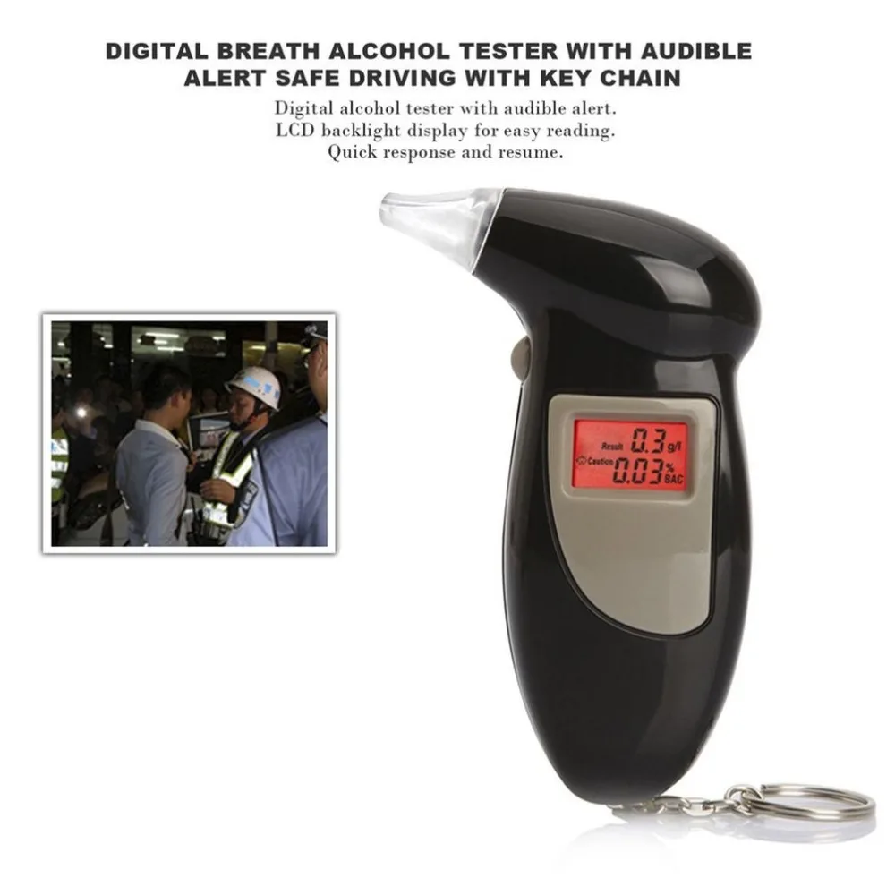 

2018 Professional Alcohol Breath Tester Breathalyzer Analyzer Detector Test Keychain Breathalizer Breathalyser Device LCD Screen