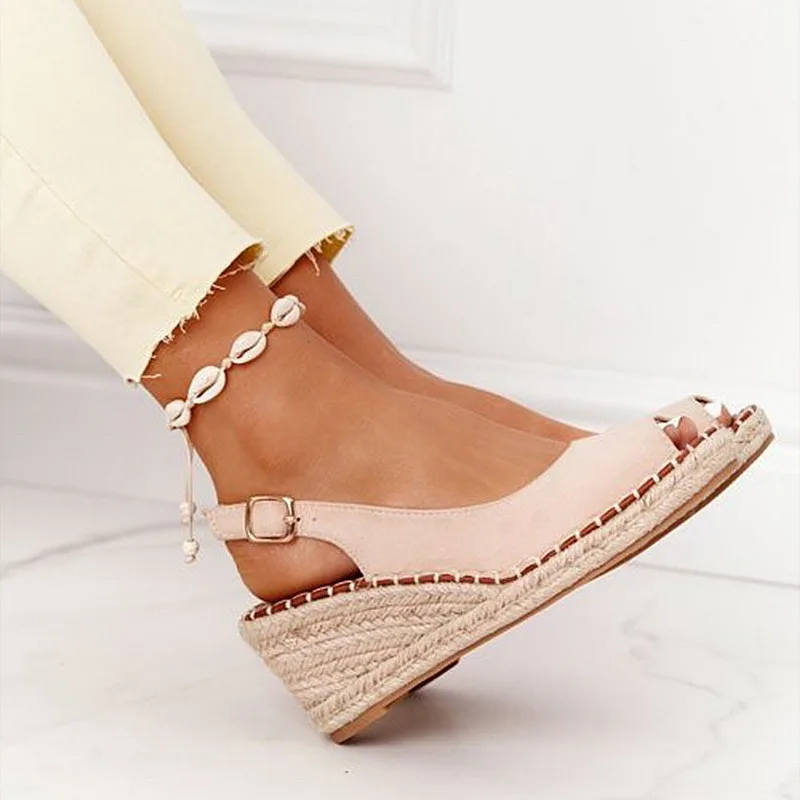 

2021 Platform Sandals Peep Top Summer Heel Shoes Women Peep Toe Buckle Platform Wedge Sandals For Ladies Casual New Shoes Female