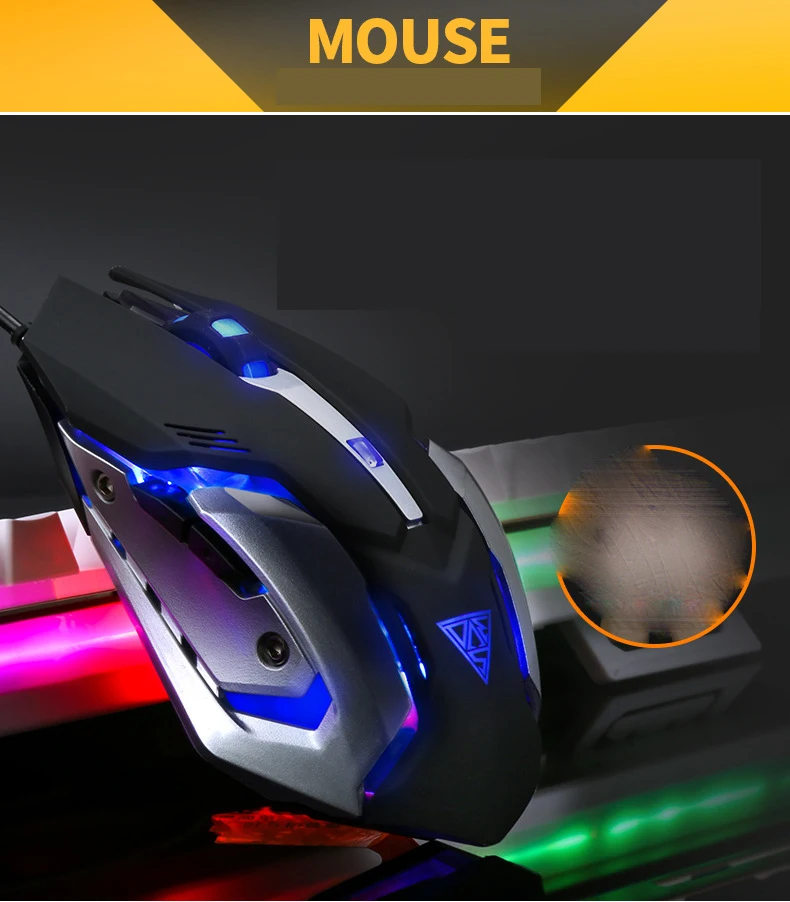 Механическая V2 6 цветов RGB компактная игровая клавиатура с 104 клавишами + мышь