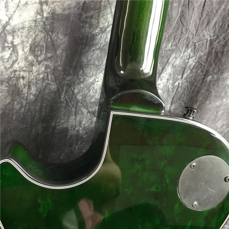Электрическая гитара qulited maple top guitar индивидуальная Зеленая волна на китайском