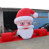 Led lighted giant 20ft inflatable christmas Santa model Advertising christmas old man Xmas on roof balloon outdoor party decor