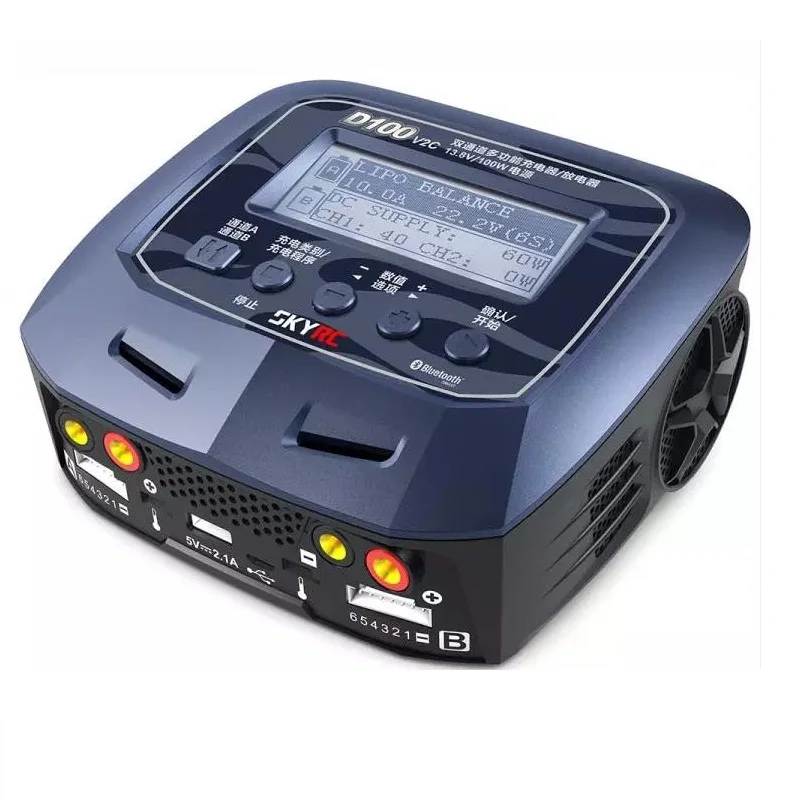 Skyrc D100 V2 D100V2 Двухканальное зарядное устройство AC/DC LiPo 1-6s 2x100 Вт двойное с Bluetooth