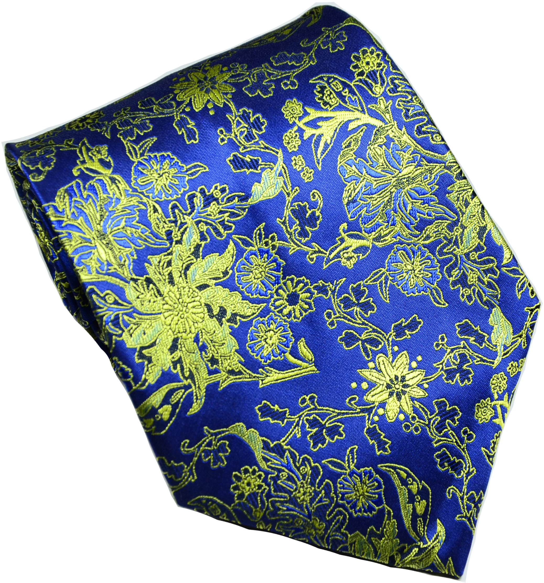 

Silk Floral Tie for men's necktie Blue Gold Jacquard Party Wedding Woven Fashion Design