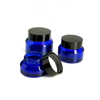 wholesale 15g 30g 50g blue glass skin care jar with cap pot face cream bottles cosmetic container makeup storage vial