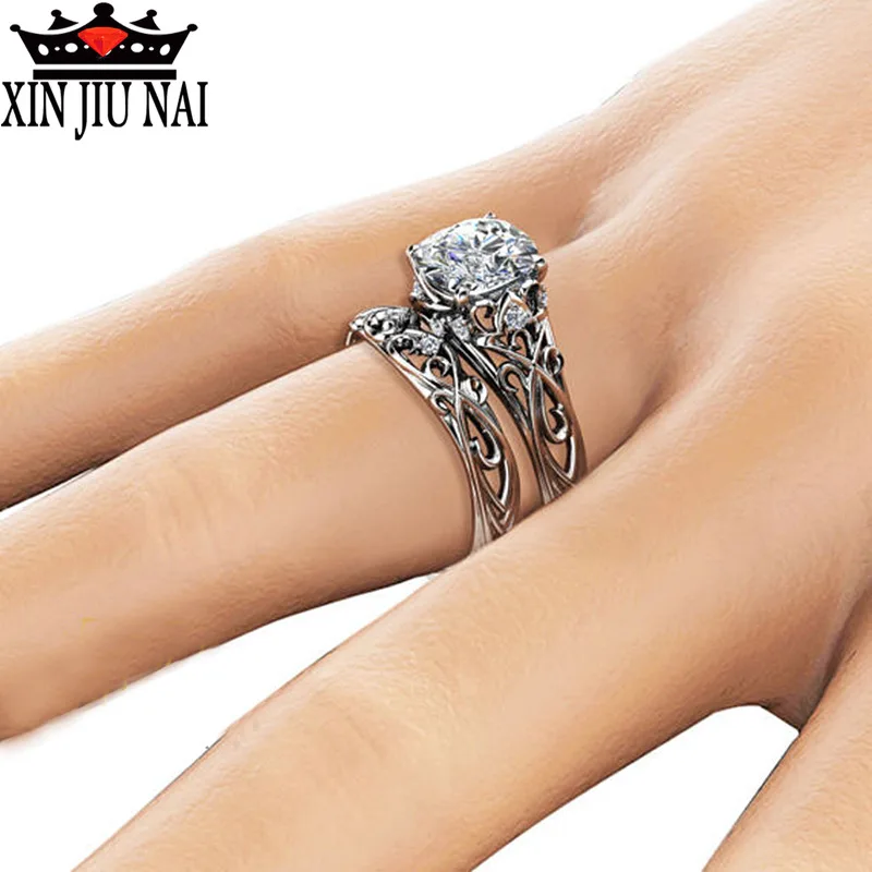 2 шт кольцо для женщин набор двойных колец помолвки женщины кубического циркония