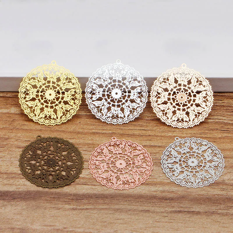 

Металлические плоские круглые филигранные соединители 30 мм в винтажном стиле с цветами звенья Свадебные украшения для волос Bu Yao аксессуары фурнитура