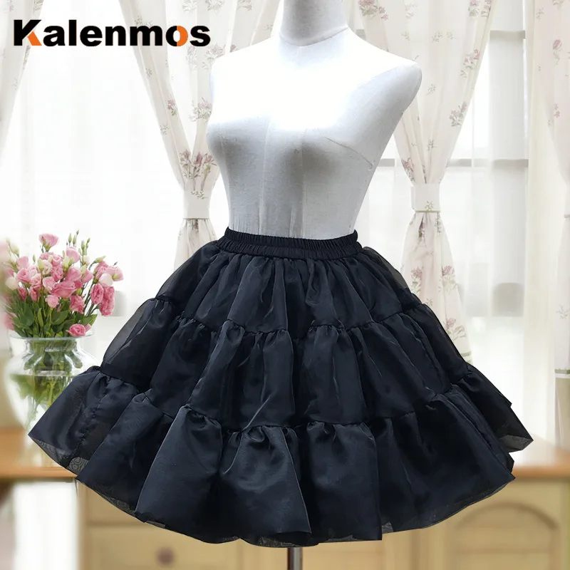 

Lolita Skirts Women Petticoat Evening Party Underskirt Vintage Korean Japan Elastic Waist Ball Gown Ruffles Pleated Swing Skirt