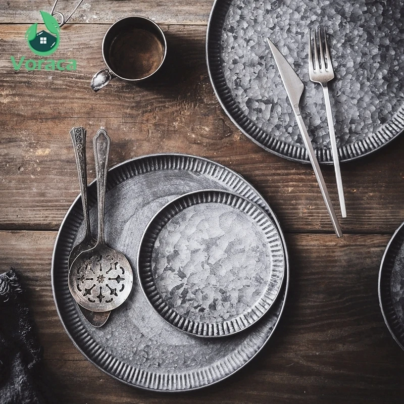 Кружевная железная тарелка ручной работы в стиле ретро круглая винтажная