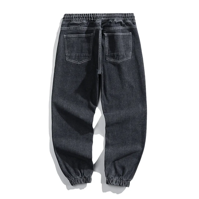 

Autumn Winter Jeans Men Mid Waist Casual Fashion Plus Fat Plus Size Denim Trousers Size M-5XL Men Loose Elastic Waist Jeans Coat