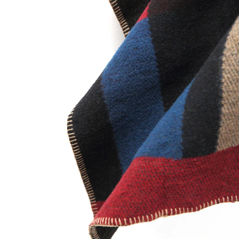 Высококачественная шерстяная накидка в клетку на осень и зиму смешанное