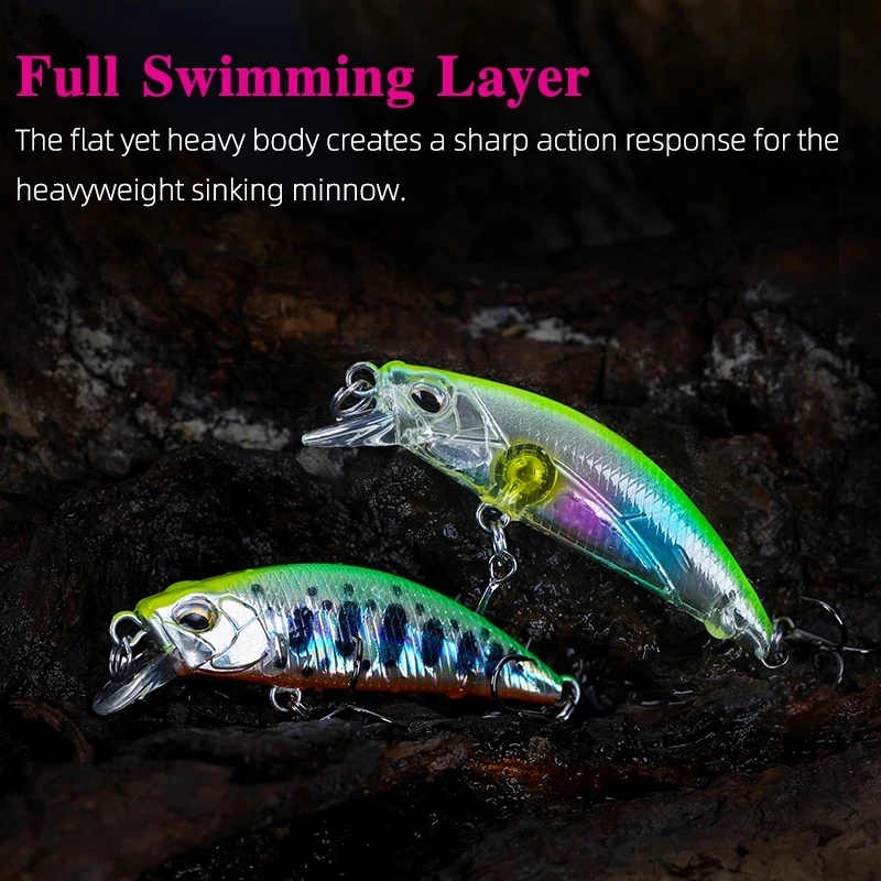 

Tsurinoya 4PCS 50mm 5g Sinking Minnow Artificial Bait for Trout Bass Fishing Wobbler Laser Hard Long Cast Fishing Lure DW63