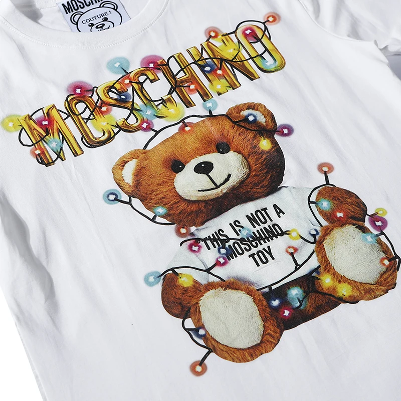 

Moschino T-Shirts Double-Side Colorful Logo Unisex Shirts Short Sleeve Tops MOSCHINO O-Neck Cotton Shirt for Couples Lovers 06