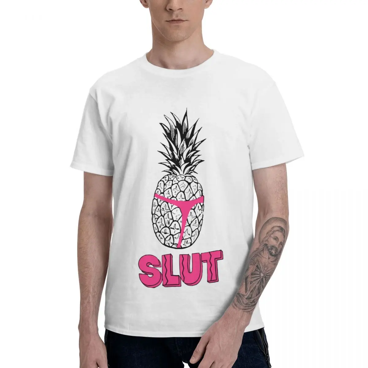 

Pineapple Slut T Shirts 100% Cotton Round Neck Men T-Shirts Short Sleeve Oversized Classic Tees Clothes EU Size