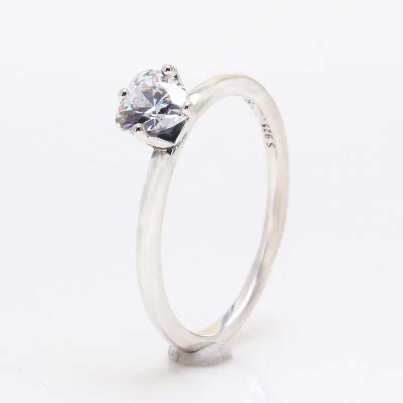 

Original 925 Sterling Silver Pan Ring Fashion Transparent Love With Crystal Cz Ring For Women Wedding Party Fashion Jewelry