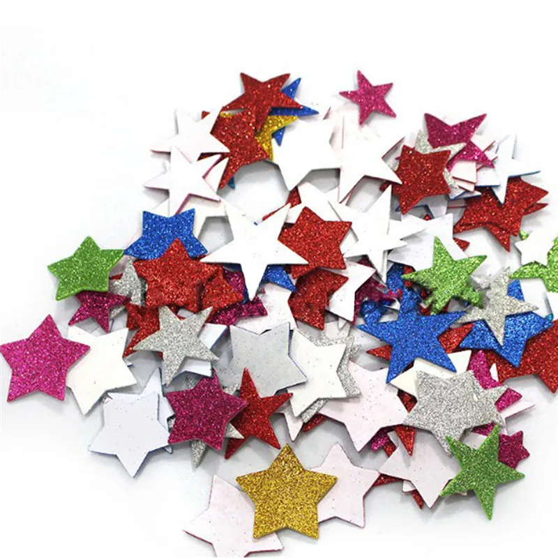 

3D Glitter Star Adhesive Foam Sticker Card Craft Cardmaking Scrapbooking Home House Room Party Decoration Kid DIY Toys 2021