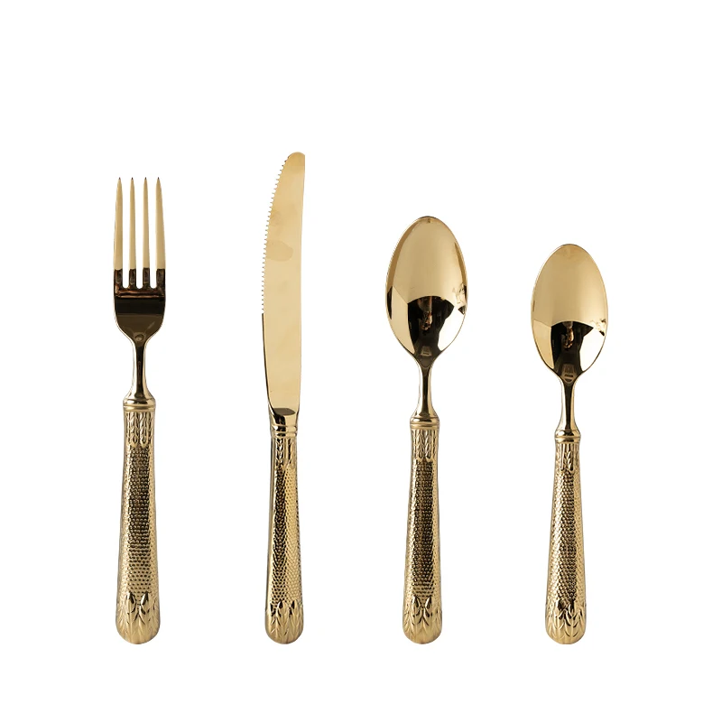 

Vhigh-grade Gold silver cutlery set 304 stainless steel Steak knife and fork spoon Mirror polished Western tableware set
