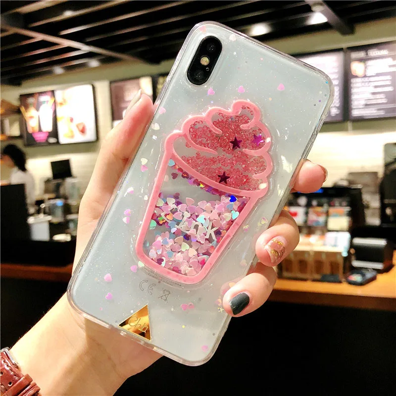 c LOVECOM милый Блестящий разноцветный чехол с мороженым для iPhone XS Max XR 6 6S 7 8 Plus X полный корпус мягкий ТПУ Телефон задняя крышка подарок - Цвет: c
