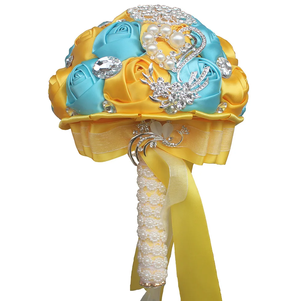 Высококачественная Золотая Роза искусственные цветы букет с кристальным